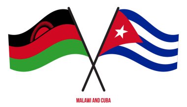 Malawi ve Küba Bayrakları Çapraz ve Sallanan Düz Tarz. Resmi Orantı. Renkleri Düzelt.