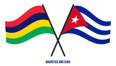 Mauritius ve Küba Bayrakları Çapraz ve Sallanan Düz Tarz. Resmi Orantı. Renkleri Düzelt.