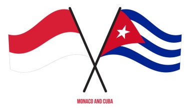 Monaco ve Küba Bayrakları Çapraz ve Sallanan Düz Tarz. Resmi Orantı. Renkleri Düzelt.