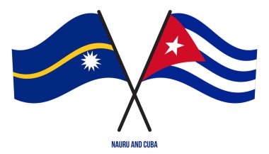Nauru ve Küba Bayrakları Çarpıştı ve Sallanan Düz Stil. Resmi Orantı. Renkleri Düzelt.