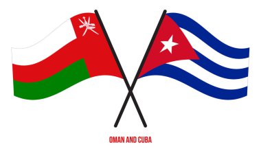 Umman ve Küba Bayrakları Çarpıştı ve Sallanan Düz Stil. Resmi Orantı. Renkleri Düzelt.