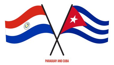 Paraguay ve Küba Bayrakları Çapraz ve Sallanan Düz Tarz. Resmi Orantı. Renkleri Düzelt.