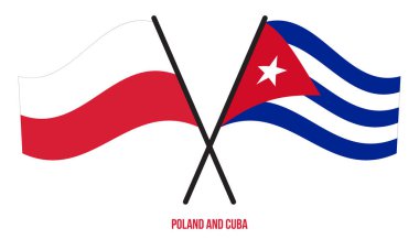 Polonya ve Küba Bayrakları Çapraz ve Dalgalı Düz Tarz. Resmi Orantı. Renkleri Düzelt.