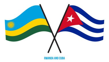 Ruanda ve Küba Bayrakları Çapraz ve Sallanan Düz Tarz. Resmi Orantı. Renkleri Düzelt.