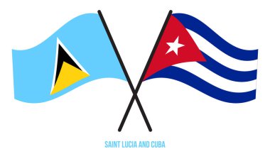 Aziz Lucia ve Küba bayrakları çapraz ve düz sallanıyor. Resmi Orantı. Renkleri Düzelt.