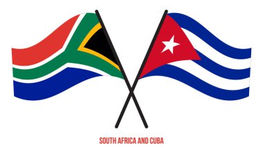 Güney Afrika ve Küba Bayrakları Çarpıştı ve Sallanan Düz Stil. Resmi Orantı. Renkleri Düzelt.