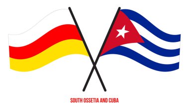 Güney Osetya ve Küba Bayrakları Çapraz ve Sallanan Düz Tarz. Resmi Orantı. Renkleri Düzelt.