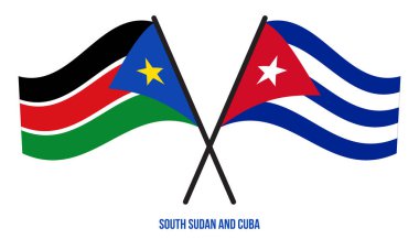 Güney Sudan ve Küba Bayrakları Çapraz ve Sallanan Düz Tarz. Resmi Orantı. Renkleri Düzelt.