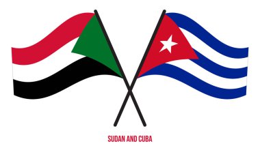 Sudan ve Küba Bayrakları Çarpıştı ve Sallanan Düz Stil. Resmi Orantı. Renkleri Düzelt.