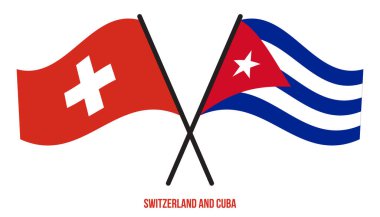 İsviçre ve Küba Bayrakları Çarpıştı ve Sallanan Düz Stil. Resmi Orantı. Renkleri Düzelt.