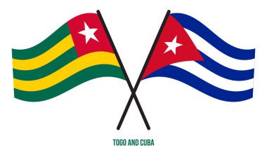 Togo ve Küba Bayrakları Çarpıştı ve Sallanan Düz Stil. Resmi Orantı. Renkleri Düzelt.