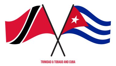 Trinidad & Tobago ve Küba Bayrakları Çapraz ve Sallanan Düz Tarz. Resmi Orantı.