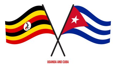 Uganda ve Küba Bayrakları Çapraz ve Sallanan Düz Tarz. Resmi Orantı. Renkleri Düzelt.
