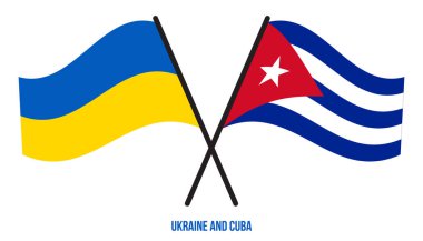 Ukrayna ve Küba Bayrakları Çapraz ve Sallanan Düz Tarz. Resmi Orantı. Renkleri Düzelt.