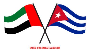 Birleşik Arap Emirlikleri ve Küba Bayrakları Çapraz ve Sallanan Düz Tarz. Resmi Orantı.