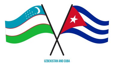 Özbekistan ve Küba Bayrakları Çapraz ve Sallanan Düz Tarz. Resmi Orantı. Renkleri Düzelt.