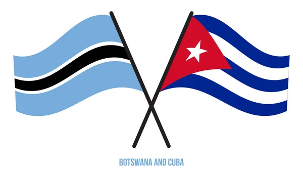 Bandiere Botswana Cuba Attraversato Sventolando Stile Piatto Proporzione Ufficiale Colori — Vettoriale Stock