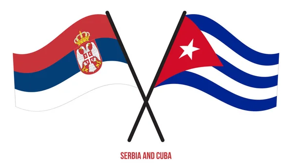 Serbia Cuba Flags Crossed Waving Flat Style Official Proportion Correct — Stock Vector