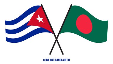 Cuba and Bangladesh Flags Crossed And Waving Flat Style. Official Proportion. Correct Colors.