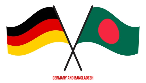 Germany Bangladesh Flags Crossed Waving Flat Style Official Proportion Correct — Wektor stockowy