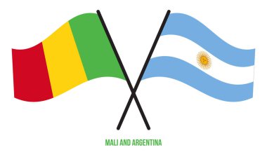 Mali ve Arjantin Bayrakları Çarpıştı ve Sallanan Düz Stil. Resmi Orantı. Renkleri Düzelt.