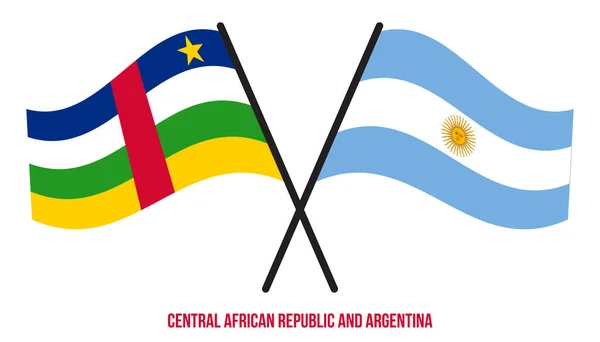Bandeiras República Centro Africana Argentina Cruzadas Acenando Estilo Plano Proporção — Vetor de Stock