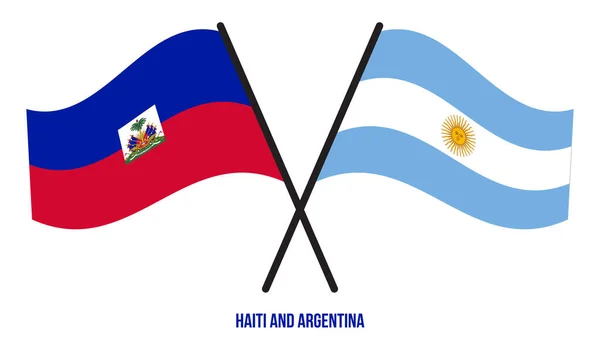 Haïti Argentinië Vlaggen Gekruist Zwaaien Platte Stijl Officiële Proportie Juiste — Stockvector