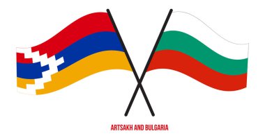 Artsakh ve Bulgaristan Bayrakları Çapraz ve Dalgalı Düz Tarz. Resmi Orantı. Renkleri Düzelt.