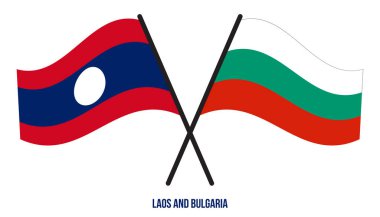 Laos ve Bulgaristan Bayrakları Çapraz ve Dalgalı Düz Stil. Resmi Orantı. Renkleri Düzelt.