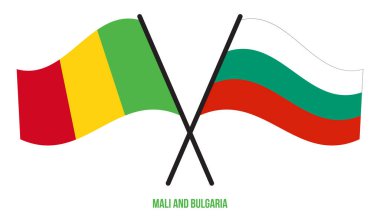 Mali ve Bulgaristan Bayrakları Çapraz ve Dalgalı Düz Stil. Resmi Orantı. Renkleri Düzelt.