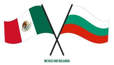 Meksika ve Bulgaristan Bayrakları Çapraz ve Dalgalı Düz Tarz. Resmi Orantı. Renkleri Düzelt.