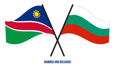 Namibya ve Bulgaristan Bayrakları Çapraz ve Dalgalı Düz Tarz. Resmi Orantı. Renkleri Düzelt.