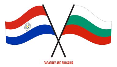Paraguay ve Bulgaristan Bayrakları Çapraz ve Dalgalı Düz Stil. Resmi Orantı. Renkleri Düzelt.