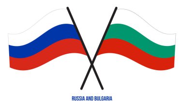 Rusya ve Bulgaristan Bayrakları Geçildi ve Dalgalanan Düz Stil. Resmi Orantı. Renkleri Düzelt.