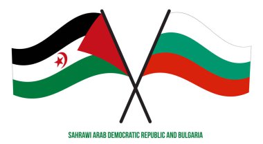 Sahrawi ve Bulgaristan Bayrakları Çapraz ve Dalgalı Düz Stil. Resmi Orantı. Renkleri Düzelt.