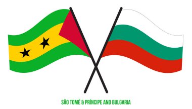 Sao Tome ve Bulgaristan Bayrakları Çapraz ve Sallanan Düz Tarz. Resmi Orantı. Renkleri Düzelt.