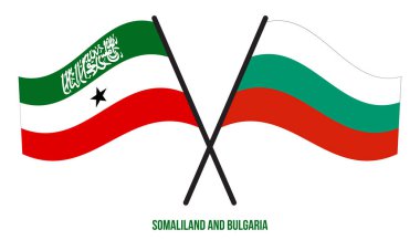 Somaliland ve Bulgaristan Bayrakları Geçildi ve Sallanan Düz Stil. Resmi Orantı. Renkleri Düzelt.