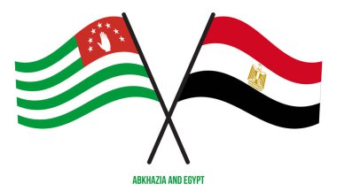 Abhazya ve Mısır Bayrakları Çapraz ve Sallanan Düz Tarz. Resmi Orantı. Renkleri Düzelt.