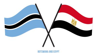 Botswana ve Mısır Bayrakları Çarpıştı ve Sallanan Düz Stil. Resmi Orantı. Renkleri Düzelt.