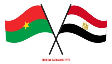 Burkina Faso ve Mısır Bayrakları Çapraz ve Sallanan Düz Tarz. Resmi Orantı. Renkleri Düzelt.