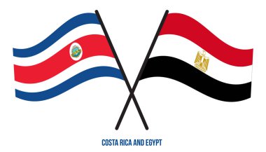 Kosta Rika ve Mısır Bayrakları Çarpıştı ve Sallanan Düz Stil. Resmi Orantı. Renkleri Düzelt.