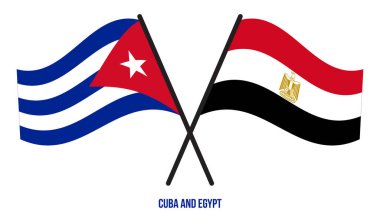 Küba ve Mısır Bayrakları Çapraz ve Sallanan Düz Tarz. Resmi Orantı. Renkleri Düzelt.