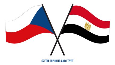 Çek Cumhuriyeti ve Mısır Bayrakları Çapraz ve Sallanan Düz Stil. Resmi Orantı. Renkleri Düzelt.