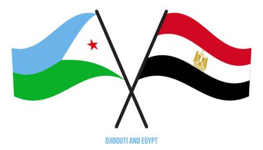 Cibuti ve Mısır Bayrakları Çapraz ve Sallanan Düz Tarz. Resmi Orantı. Renkleri Düzelt.