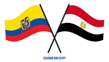Ekvador ve Mısır Bayrakları Çapraz ve Sallanan Düz Tarz. Resmi Orantı. Renkleri Düzelt.