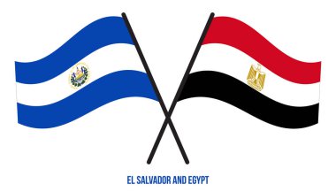 El Salvador ve Mısır Bayrakları Çapraz ve Sallanan Düz Tarz. Resmi Orantı. Renkleri Düzelt.