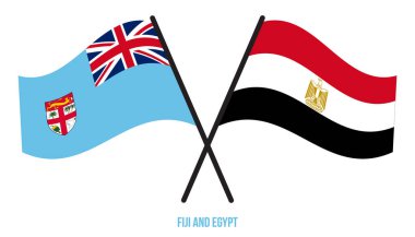 Fiji ve Mısır Bayrakları Çarpıştı ve Sallanan Düz Stil. Resmi Orantı. Renkleri Düzelt.