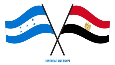 Honduras ve Mısır Bayrakları Çarpıştı ve Sallanan Düz Stil. Resmi Orantı. Renkleri Düzelt.