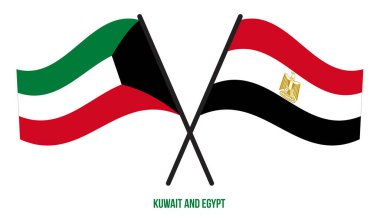 Kuveyt ve Mısır Bayrakları Çapraz ve Sallanan Düz Tarz. Resmi Orantı. Renkleri Düzelt.