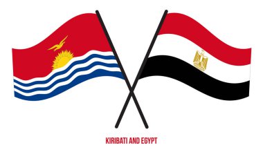 Kiribati ve Mısır Bayrakları Çapraz ve Sallanan Düz Tarz. Resmi Orantı. Renkleri Düzelt.